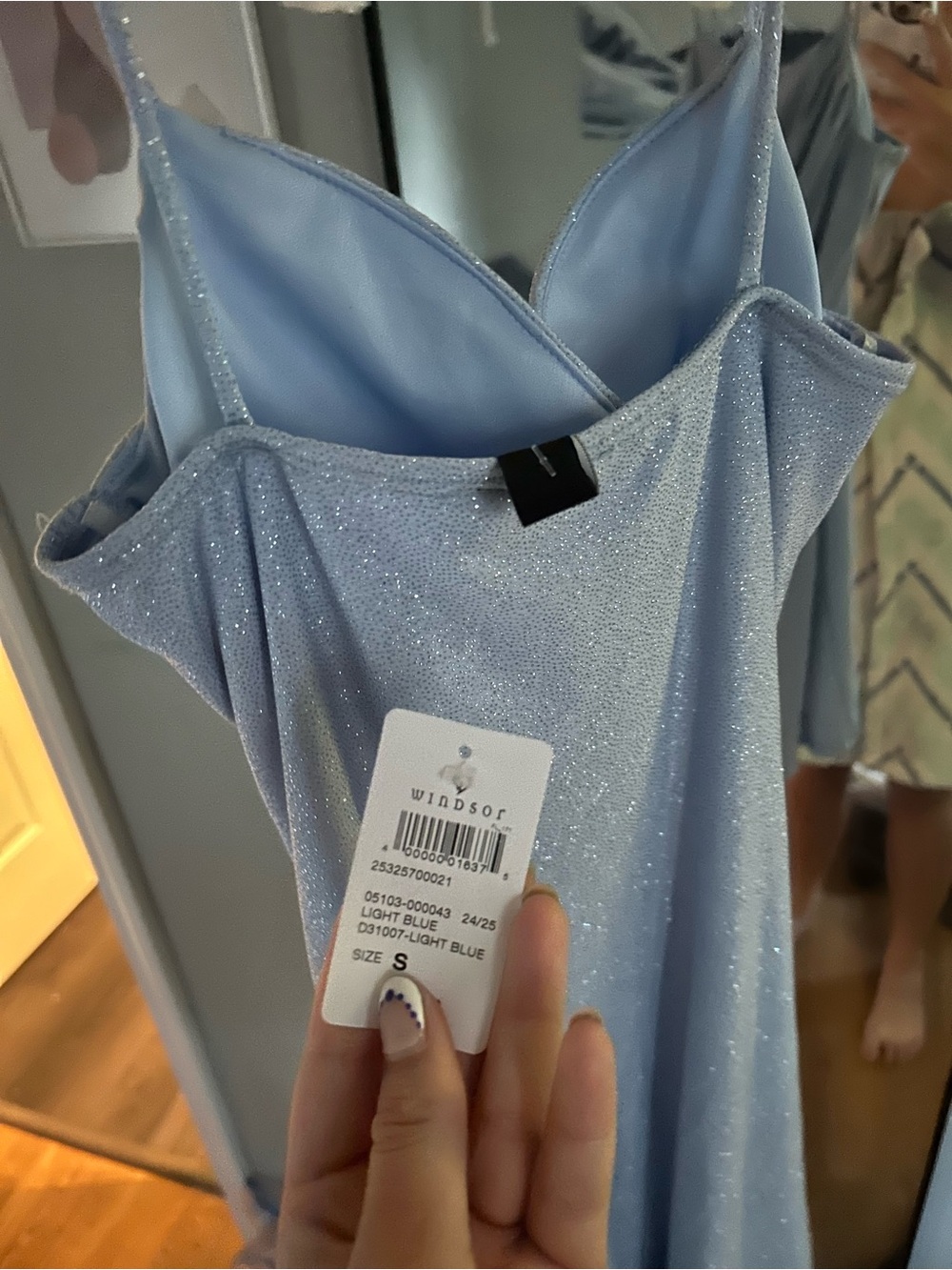 Windsor Light Blue Sparkle Strapless Slip Dress